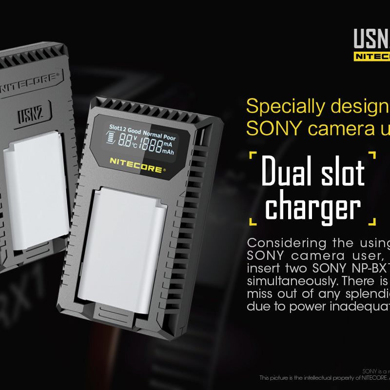 NITECORE USN2 (Sony NP-BX1) Dual-Slot Battery Charger