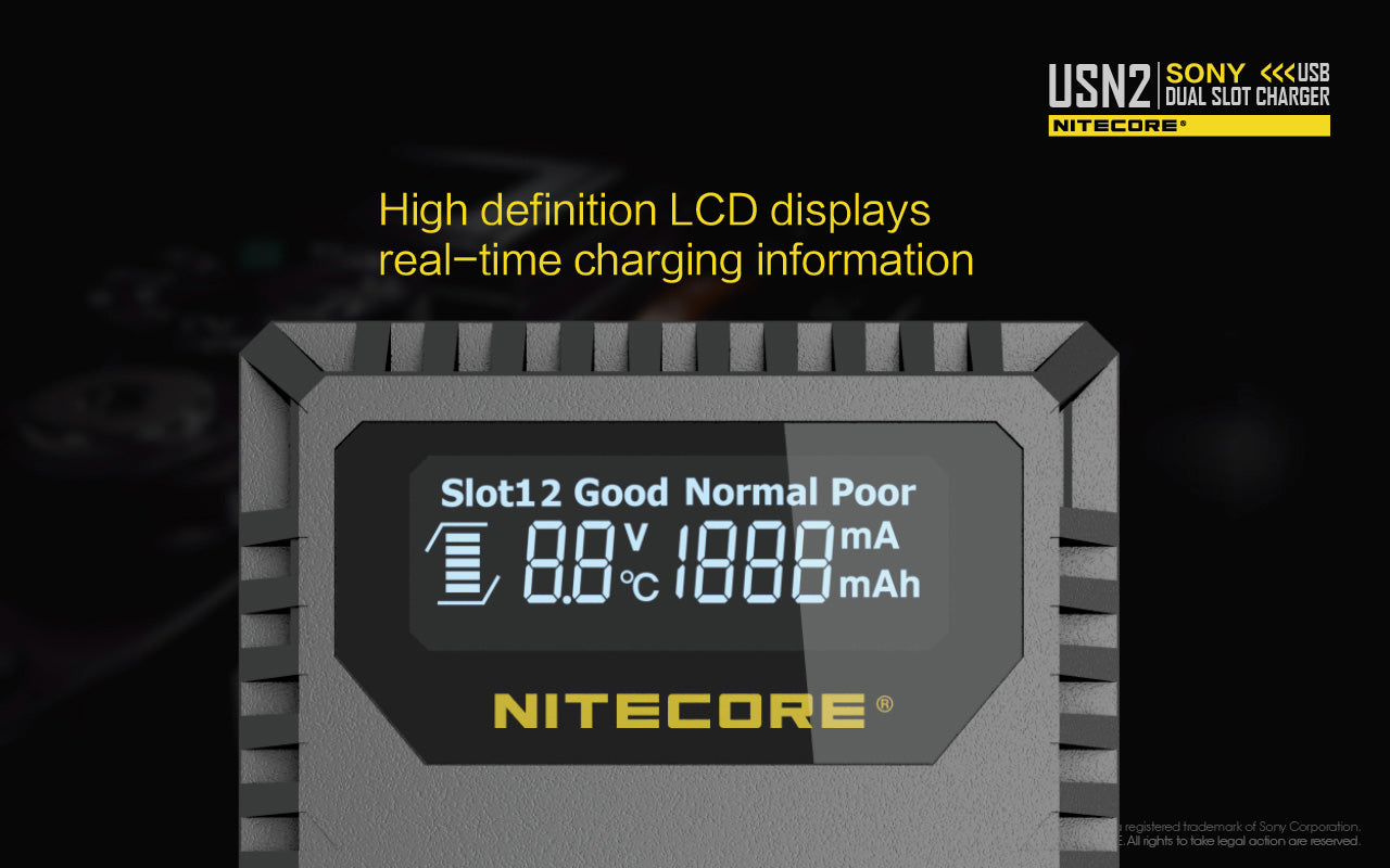 NITECORE USN2 (Sony NP-BX1) Dual-Slot Battery Charger