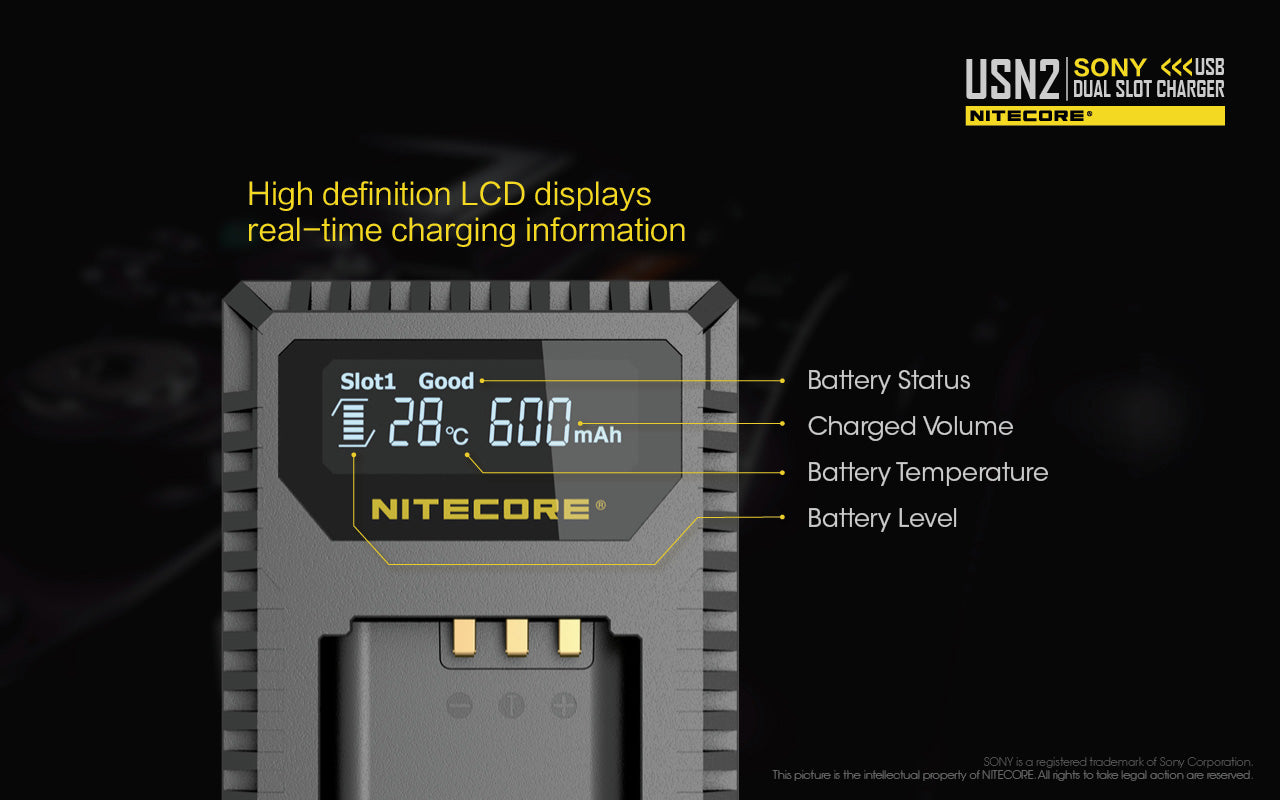NITECORE USN2 (Sony NP-BX1) Dual-Slot Battery Charger