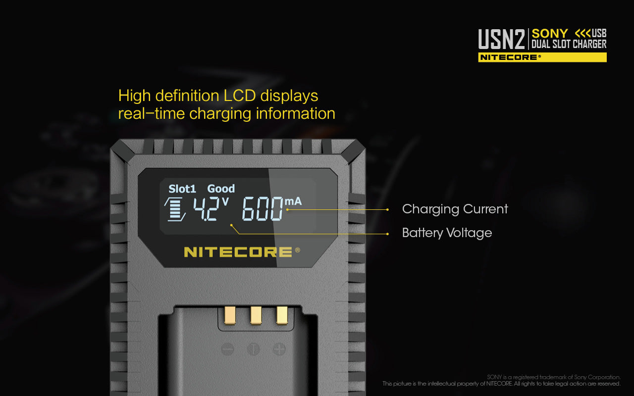 NITECORE USN2 (Sony NP-BX1) Dual-Slot Battery Charger