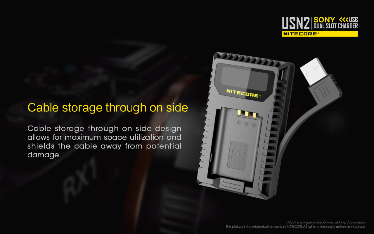 NITECORE USN2 (Sony NP-BX1) Dual-Slot Battery Charger