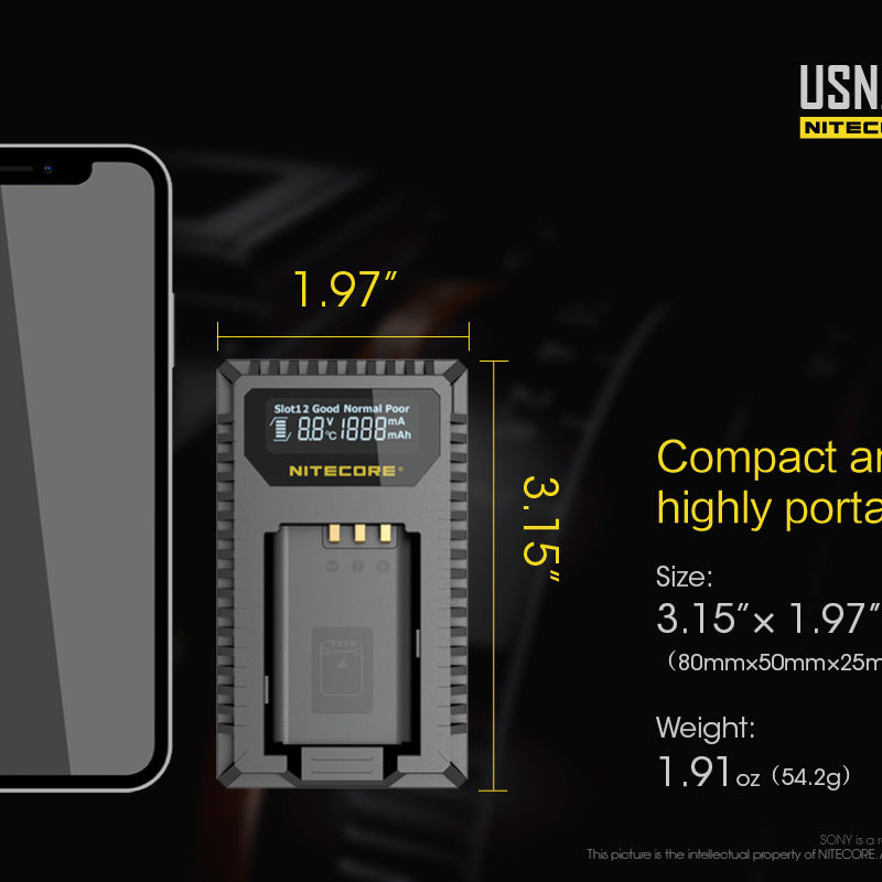 NITECORE USN2 (Sony NP-BX1) Dual-Slot Battery Charger