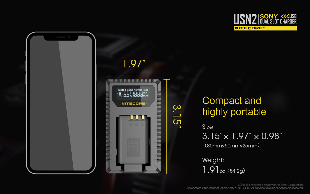 NITECORE USN2 (Sony NP-BX1) Dual-Slot Battery Charger