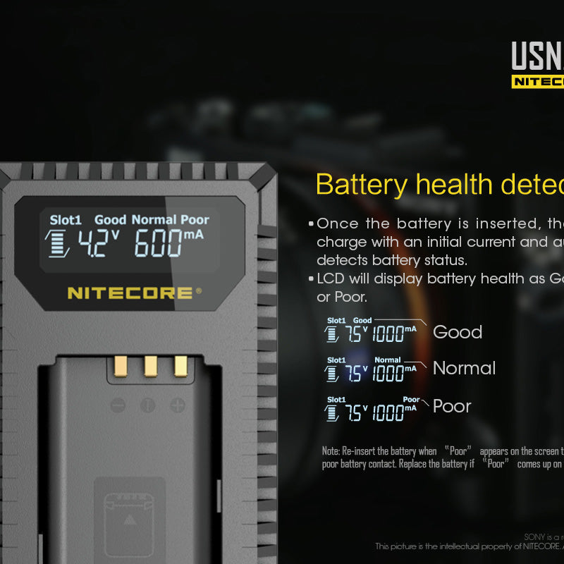 NITECORE USN2 (Sony NP-BX1) Dual-Slot Battery Charger