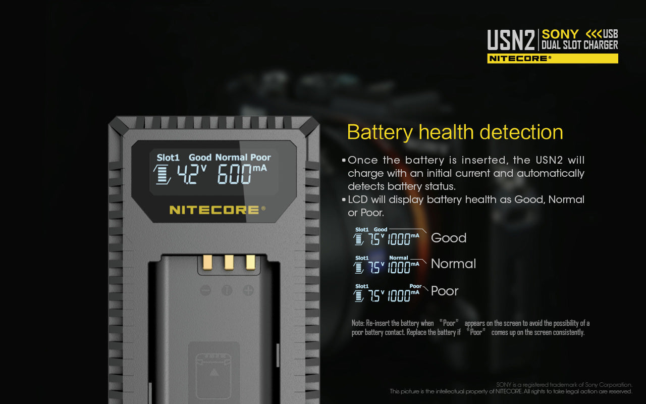 NITECORE USN2 (Sony NP-BX1) Dual-Slot Battery Charger
