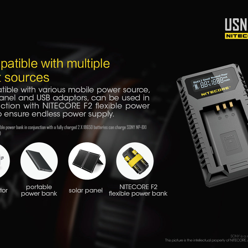 NITECORE USN2 (Sony NP-BX1) Dual-Slot Battery Charger