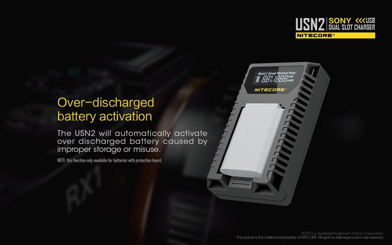 NITECORE USN2 (Sony NP-BX1) Dual-Slot Battery Charger