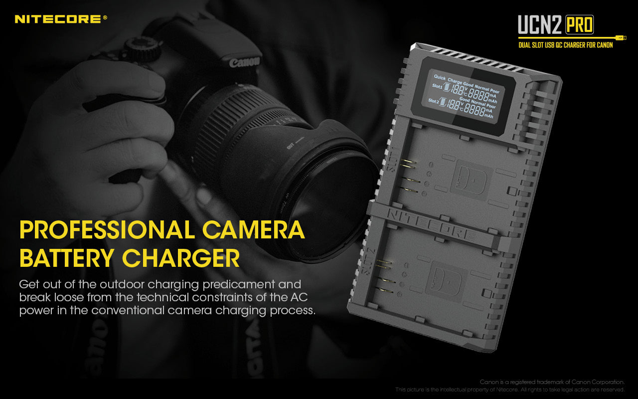 NITECORE UCN2 PRO (Canon LP-E6 Series) Dual-Slot Battery Charger