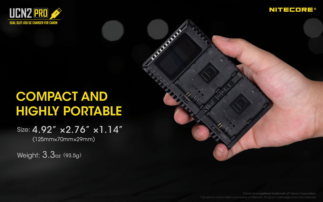 NITECORE UCN2 PRO (Canon LP-E6 Series) Dual-Slot Battery Charger