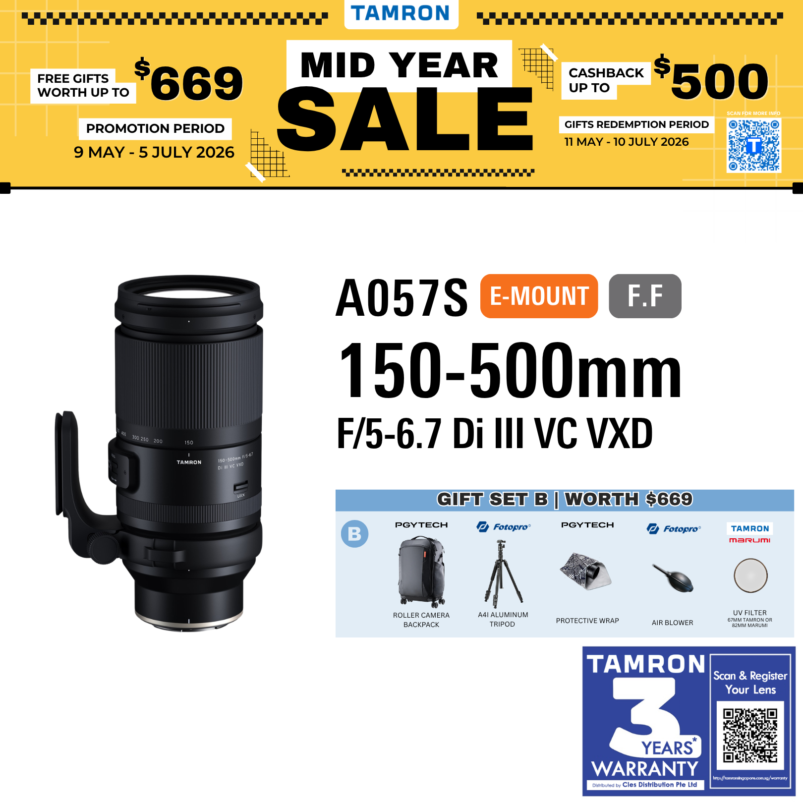 A057S | Tamron 150-500mm F/5-6.7 Di III VC VXD for SONY E