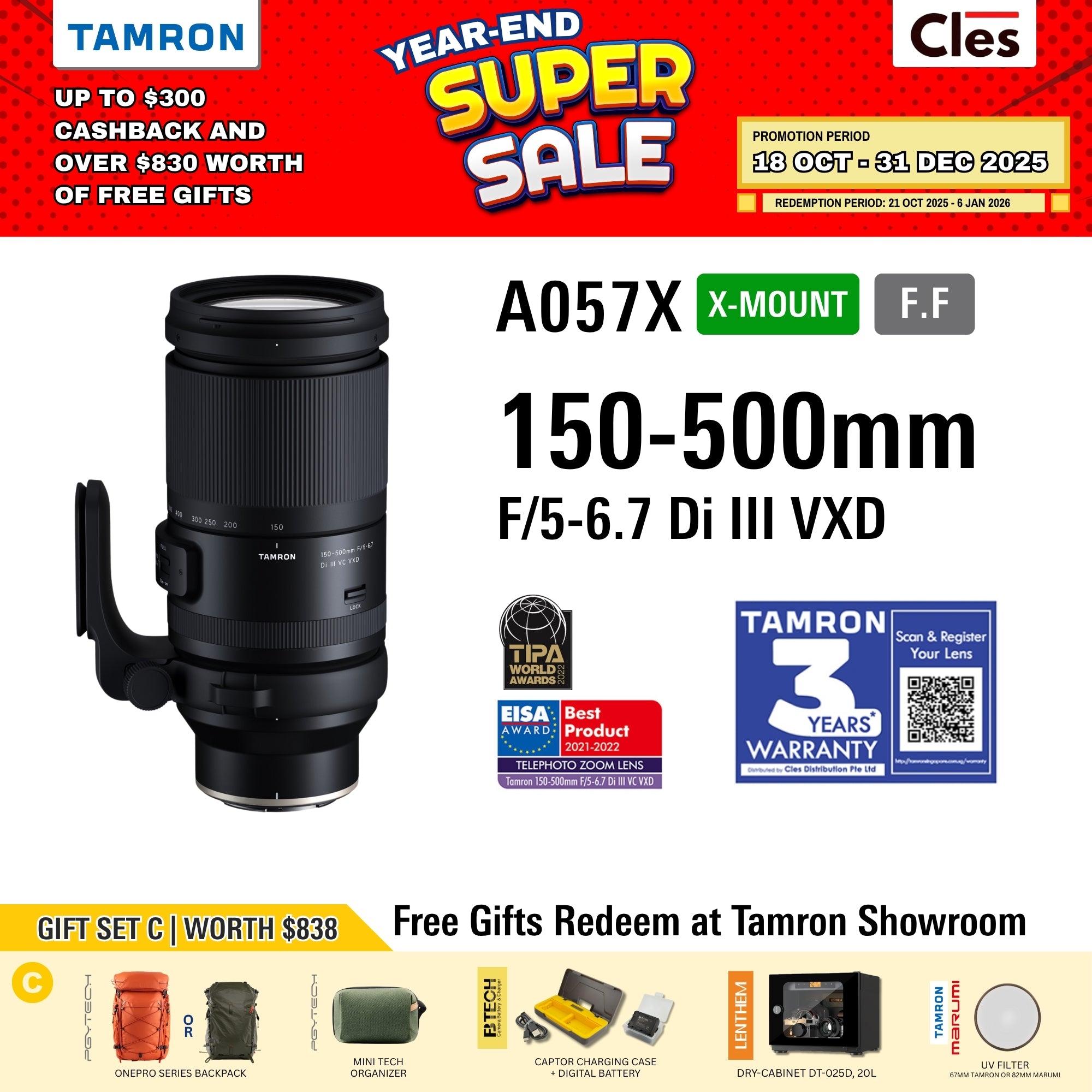 A057X | Tamron 150-500mm F/5-6.7 Di III VC VXD for Fujifilm X