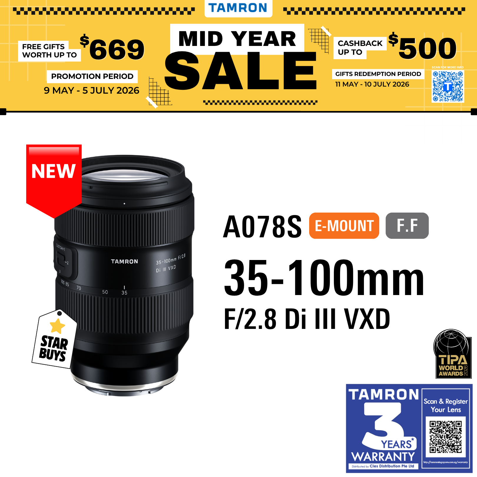 A078S | Tamron 35-100mm f/2.8 Di III VXD Lens (Sony E)