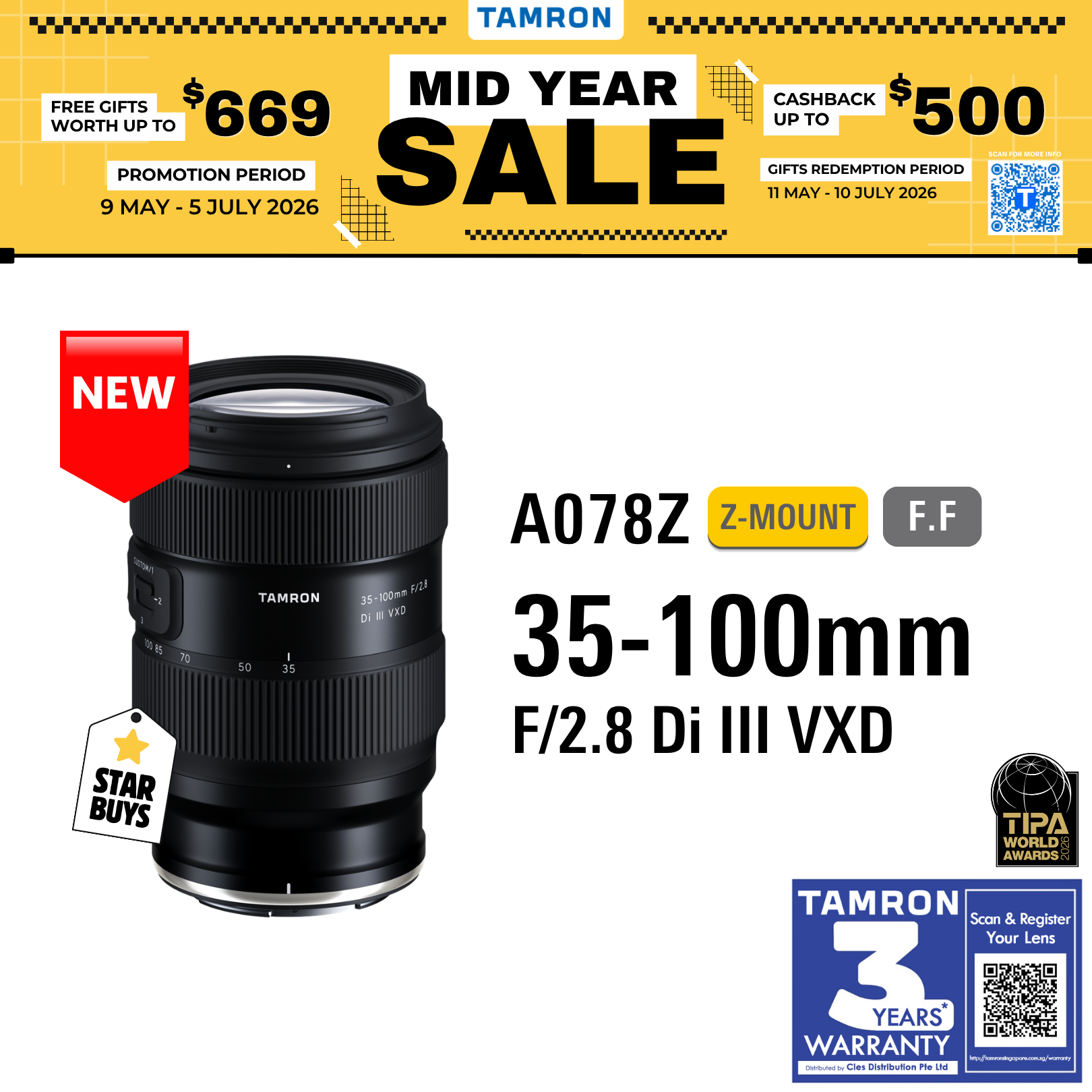 A078Z | Tamron 35-100mm f/2.8 Di III VXD Lens (Nikon Z)