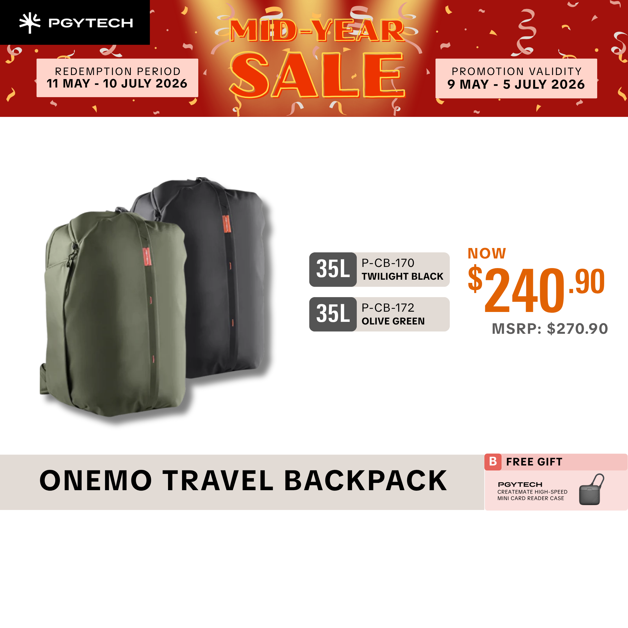 PGYTECH OneMo Travel Backpack