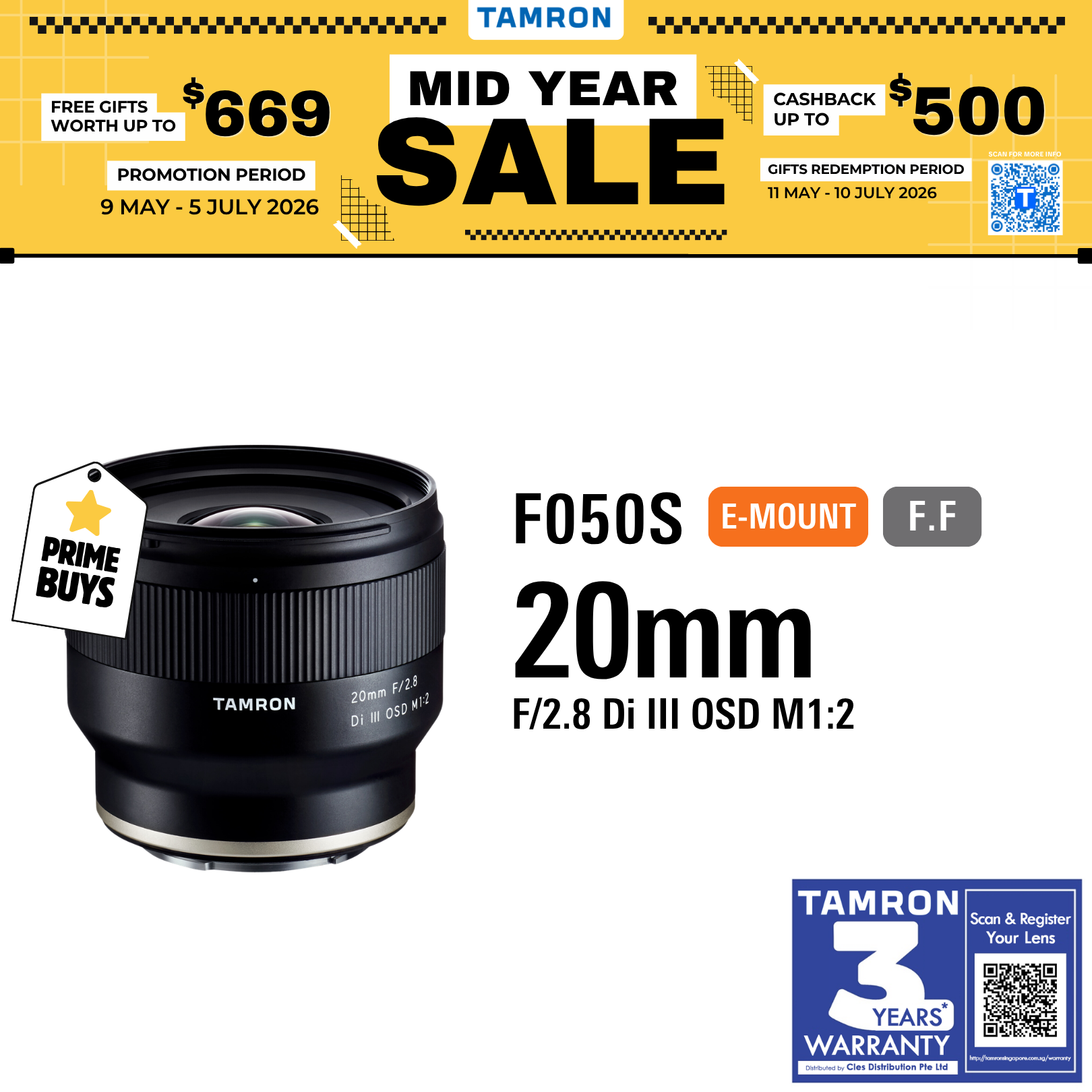 F050SE | Tamron 20mm F/2.8 DI III OSD M1:2 for SONY E