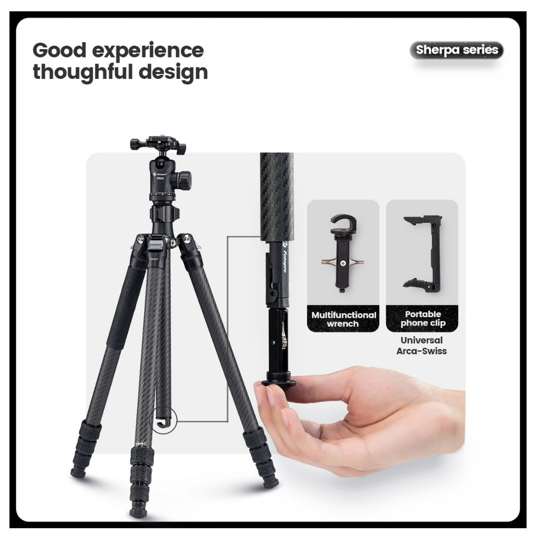 FOTOPRO SHERPA MAX + 62QS Carbon Fiber Tripod (Display Unit)