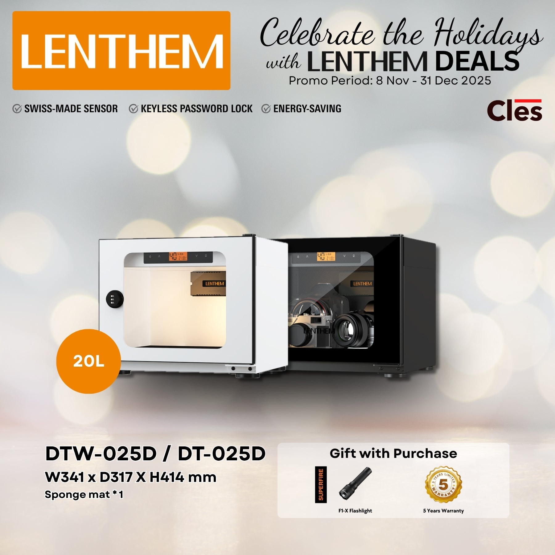 Lenthem DT-025D 20L Dry Cabinet Box (Black)