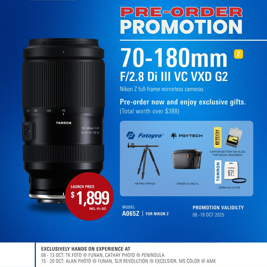 A065Z | Tamron 70-180mm f/2.8 Di III VC VXD G2 w/ Hood for Nikon Z