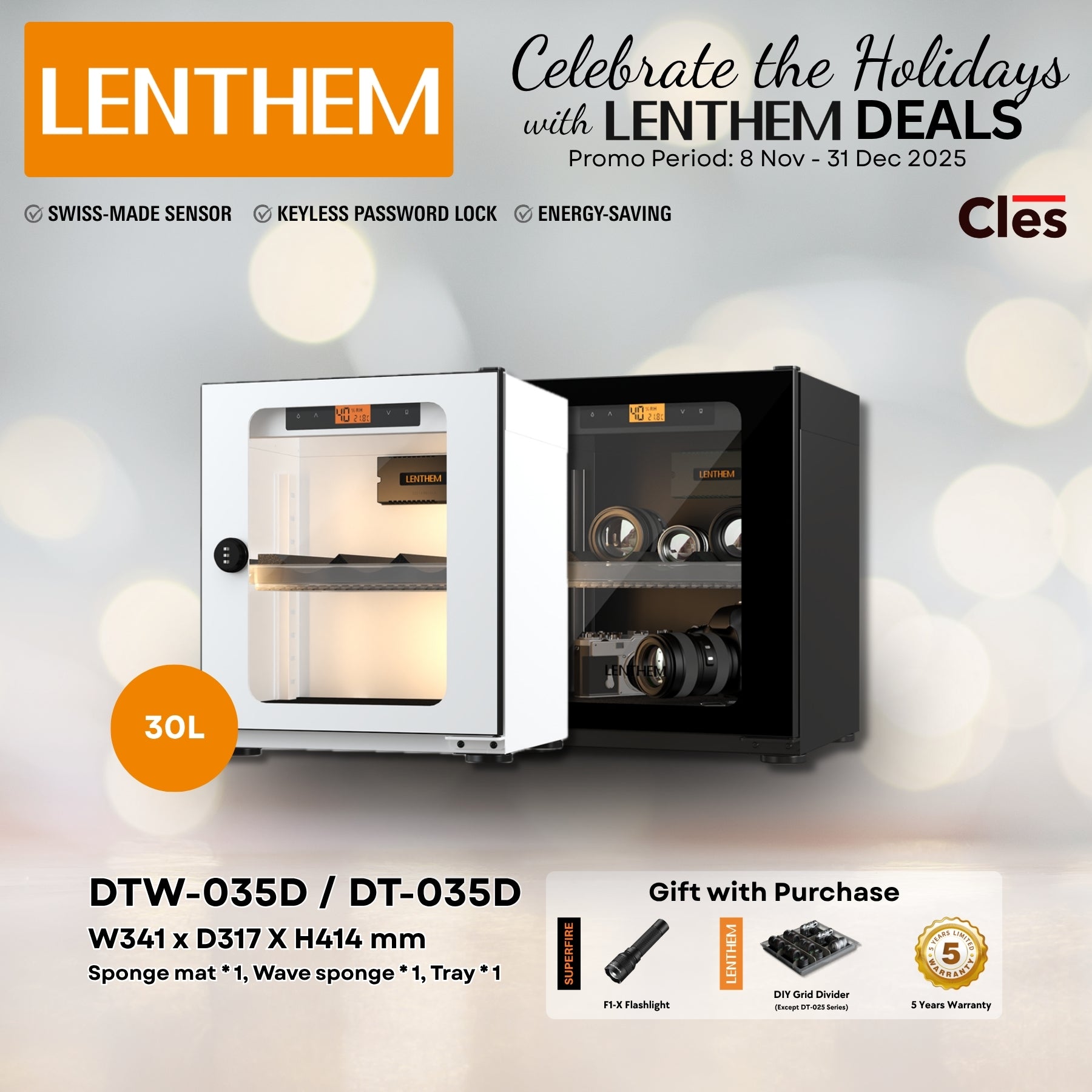 Lenthem DT-035D 30L Dry Cabinet Box (Black)