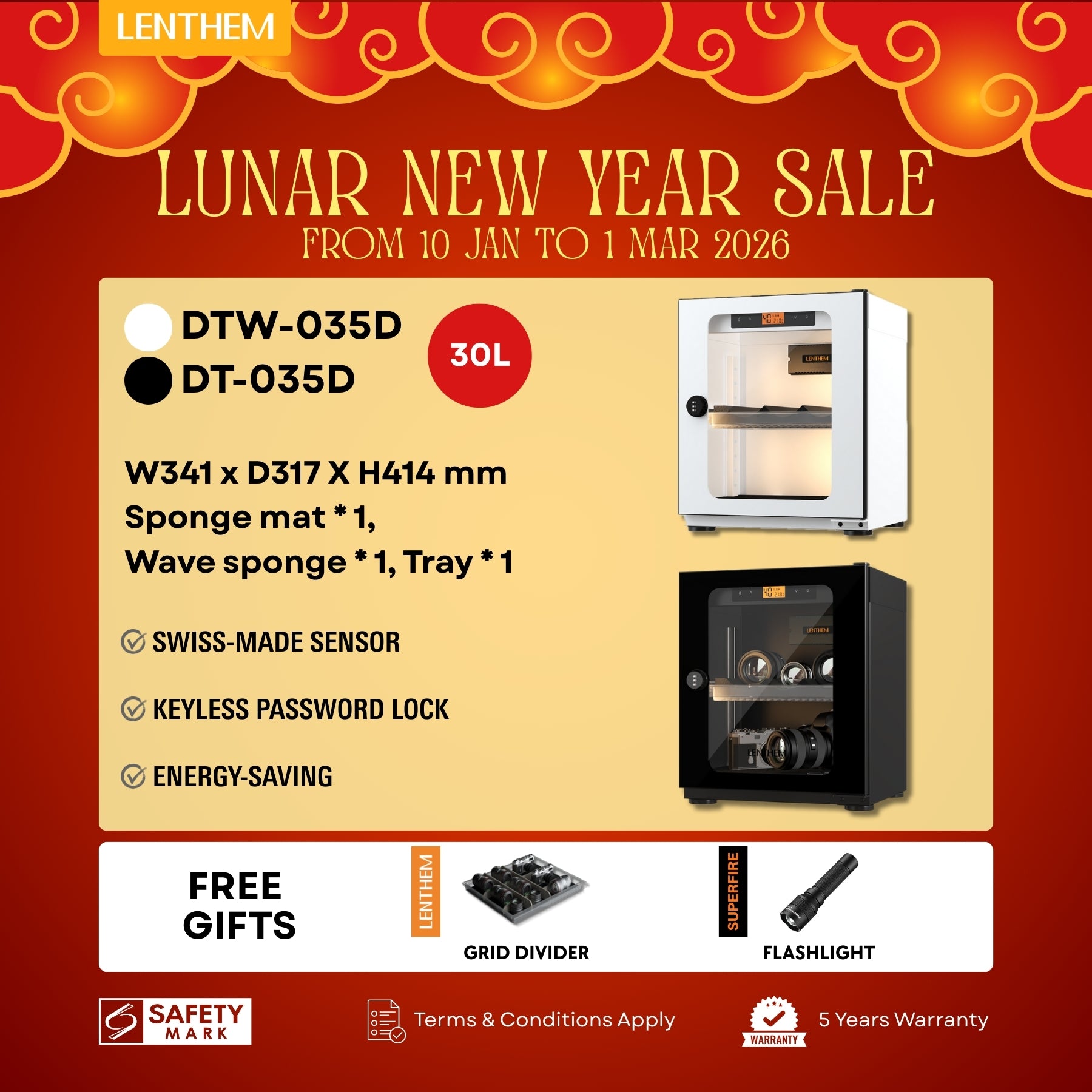 Lenthem 30L Dry Cabinet Box (DT-035D Black/ DTW-035D White)