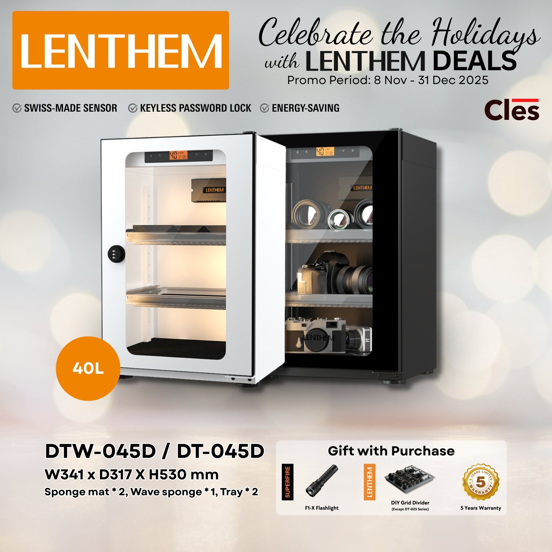 Lenthem DTW-045D 40L Dry Cabinet Box (White)