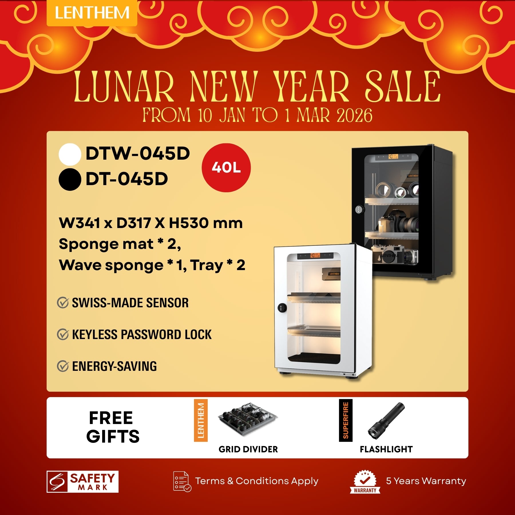 Lenthem 40L Dry Cabinet Box (DT-045D Black/ DTW-045D White)