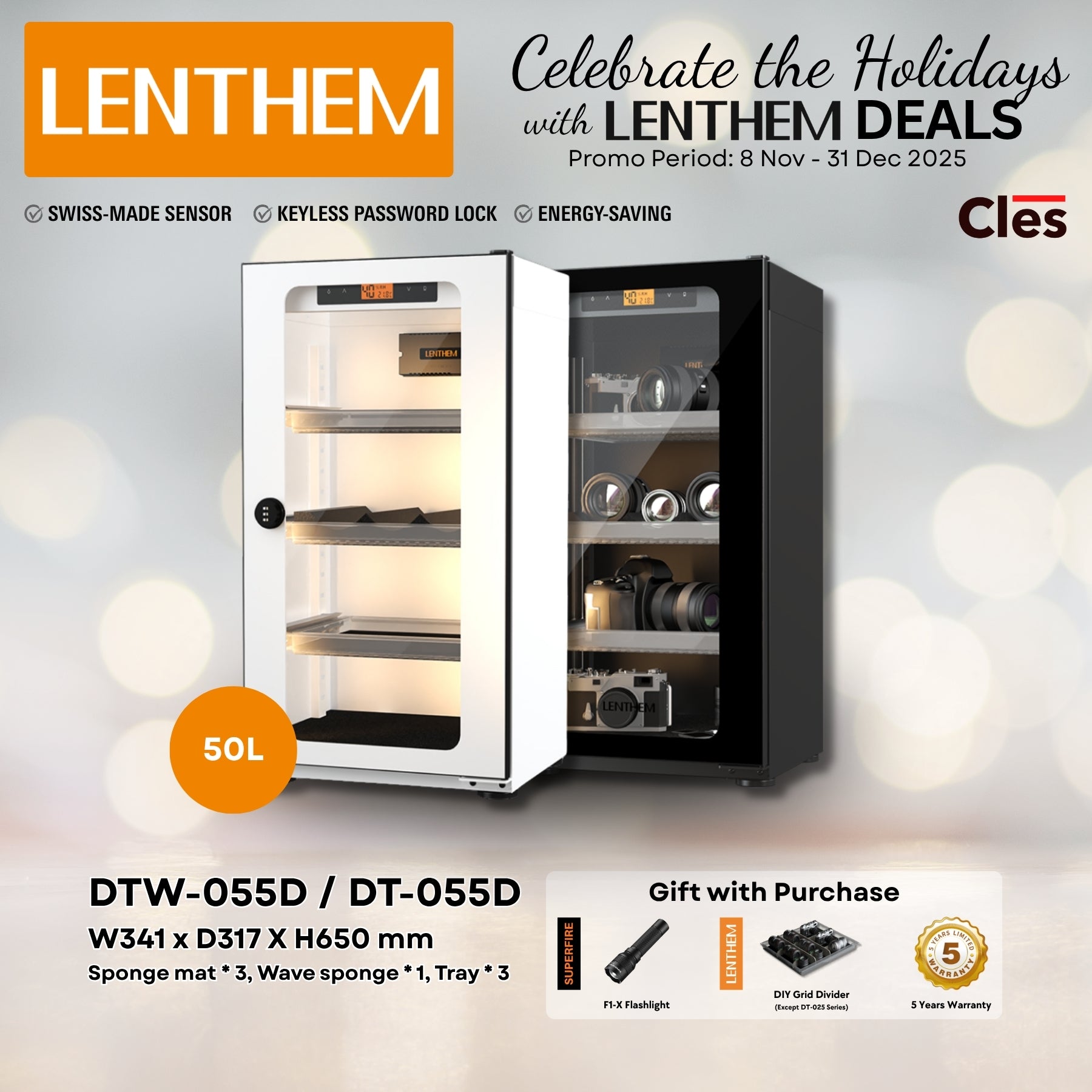 Lenthem DT-055D 50L Dry Cabinet Box (Black)