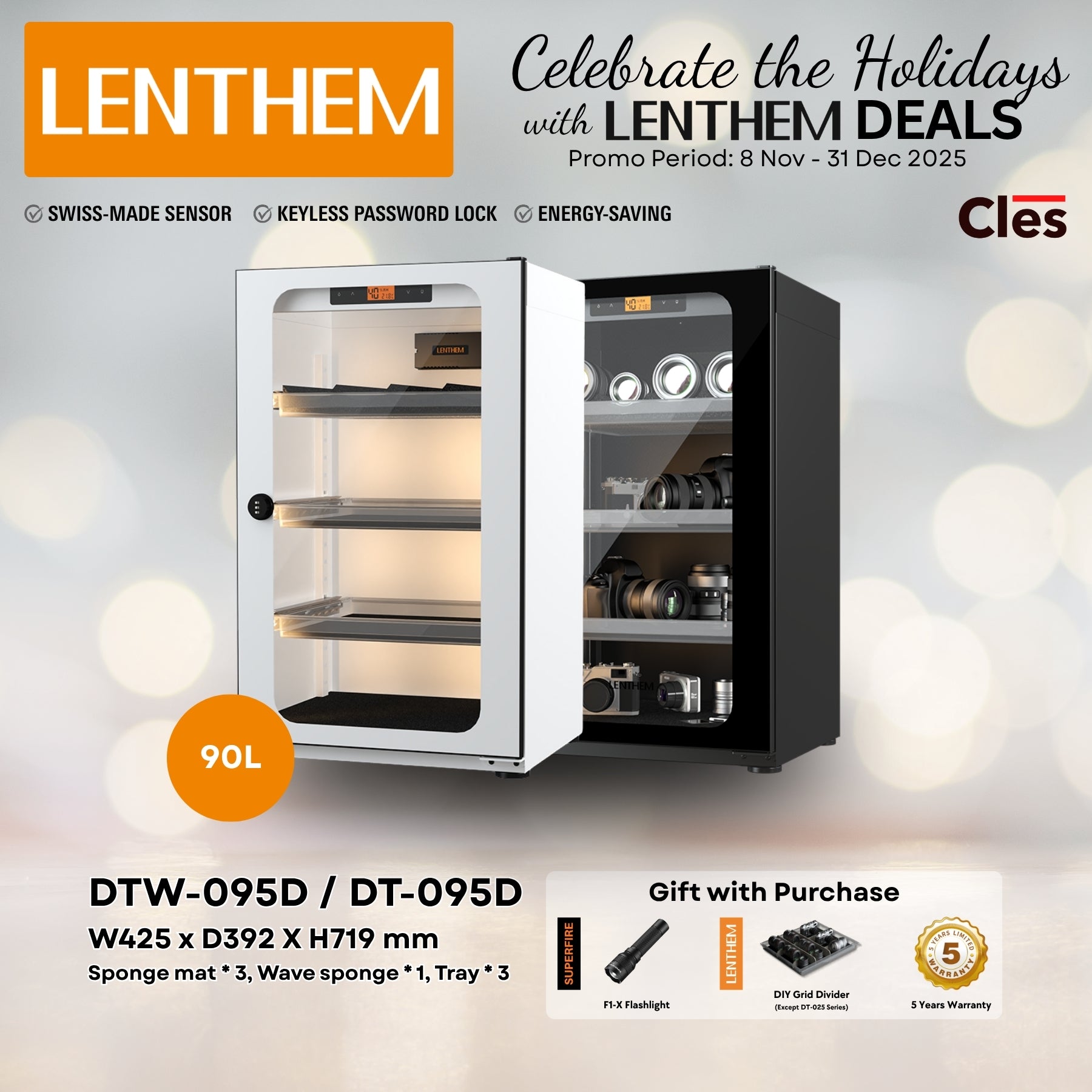 Lenthem DT-095D / DTW-095D 90L Dry Cabinet Box