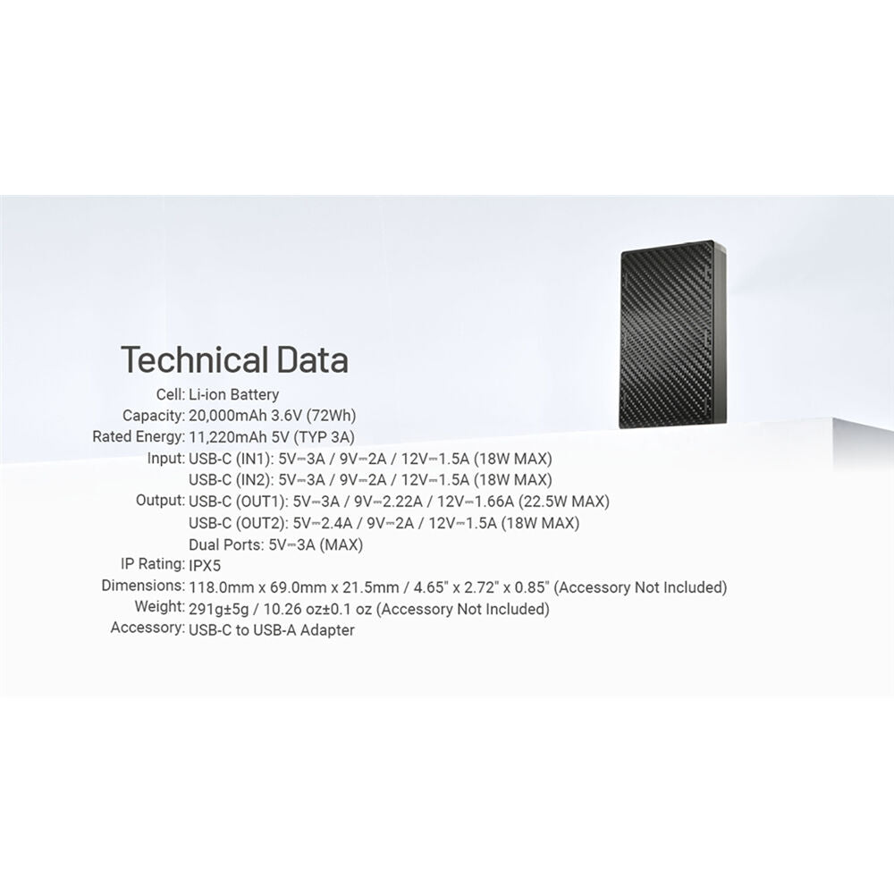 NITECORE NB20000 Carbon Fiber Energy Brick (20,000mAh 3A GEN3)