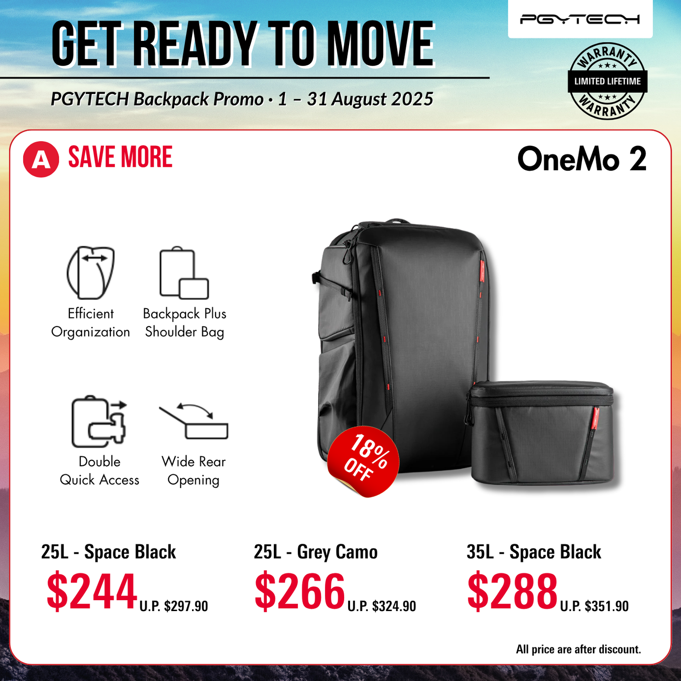 PGYTECH OneMo 2 Backpack 25L/35L