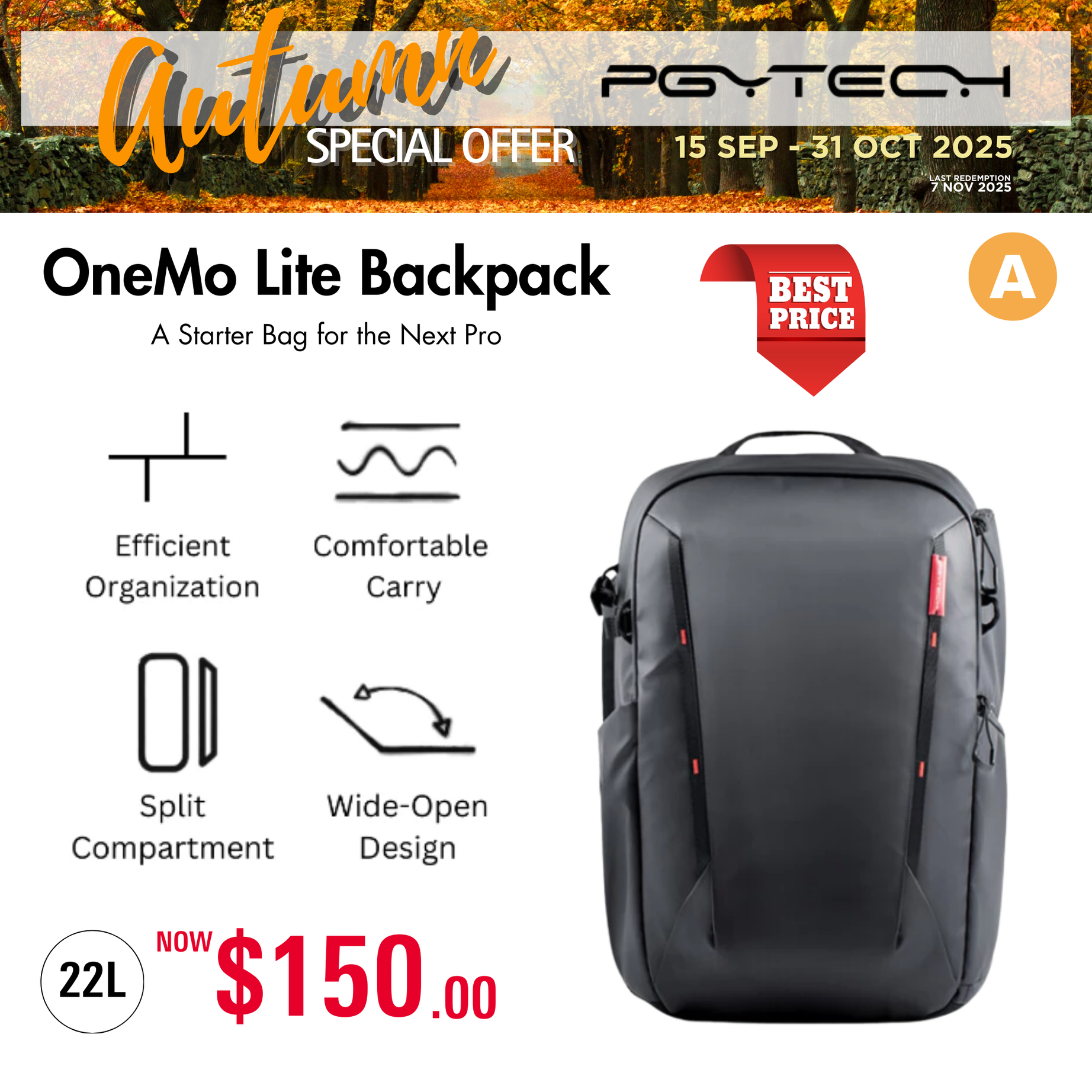 PGYTECH OneMo Lite Backpack 22L