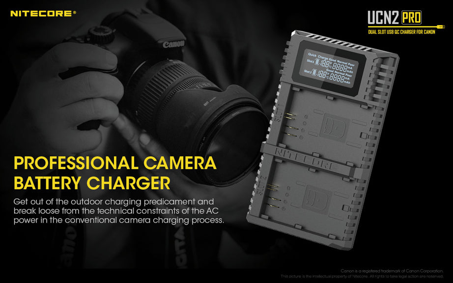 NITECORE UCN2 PRO (Canon LP-E6 Series) Dual-Slot Battery Charger