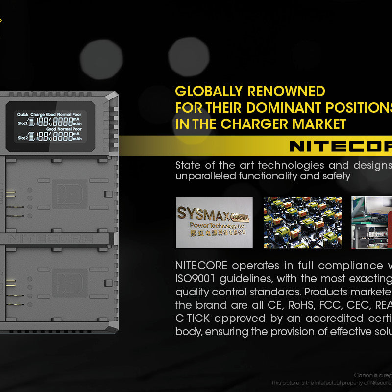 NITECORE UCN2 PRO (Canon LP-E6 Series) Dual-Slot Battery Charger