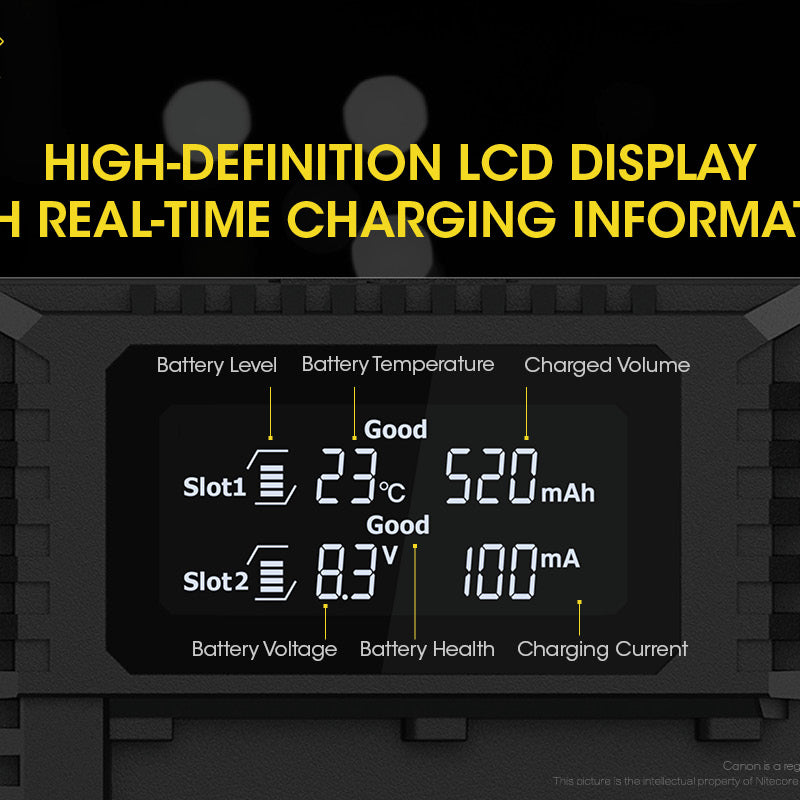 NITECORE UCN2 PRO (Canon LP-E6 Series) Dual-Slot Battery Charger