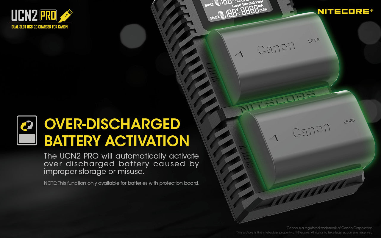 NITECORE UCN2 PRO (Canon LP-E6 Series) Dual-Slot Battery Charger