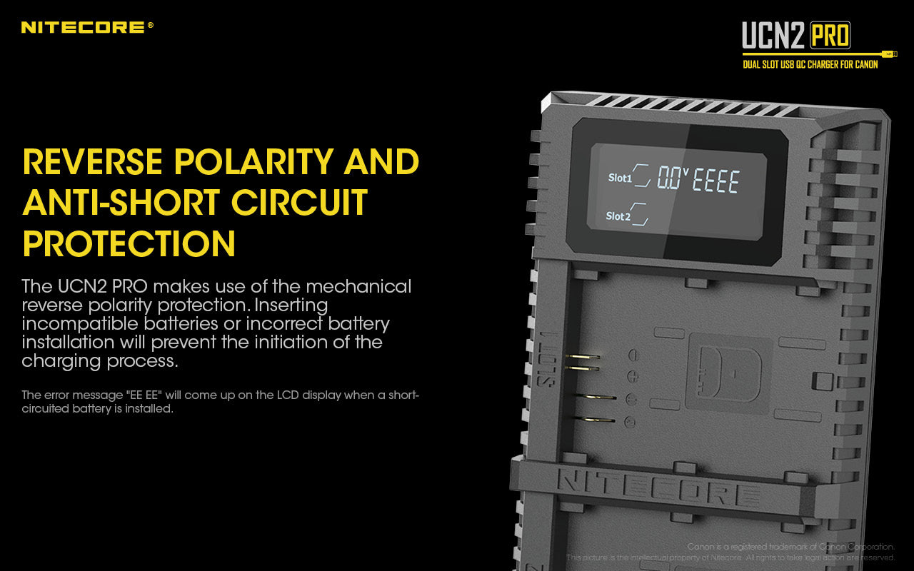 NITECORE UCN2 PRO (Canon LP-E6 Series) Dual-Slot Battery Charger