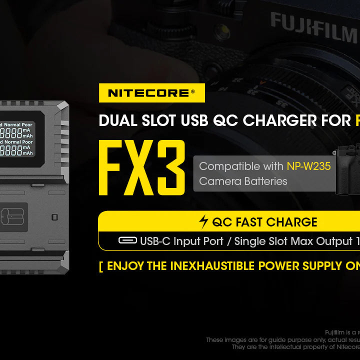 [Clearance Deal] NITECORE FX3 (Fujifilm NP-W235) Dual-Slot Battery Charger