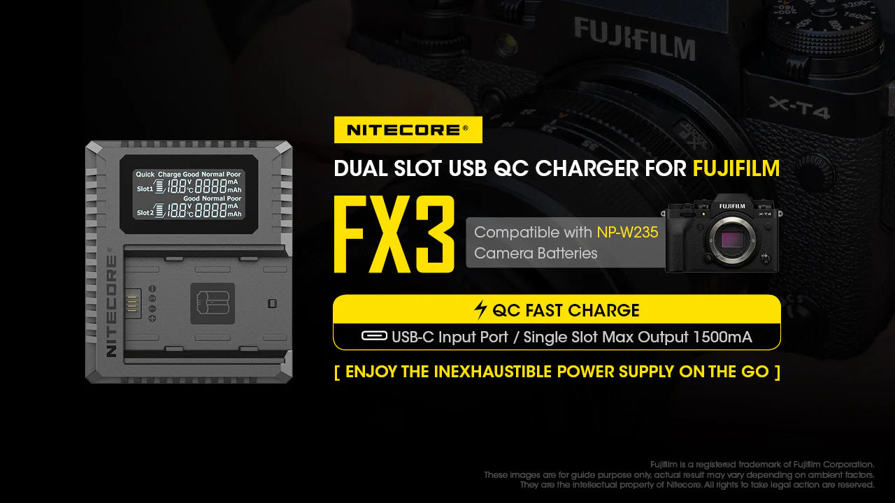 [Clearance Deal] NITECORE FX3 (Fujifilm NP-W235) Dual-Slot Battery Charger