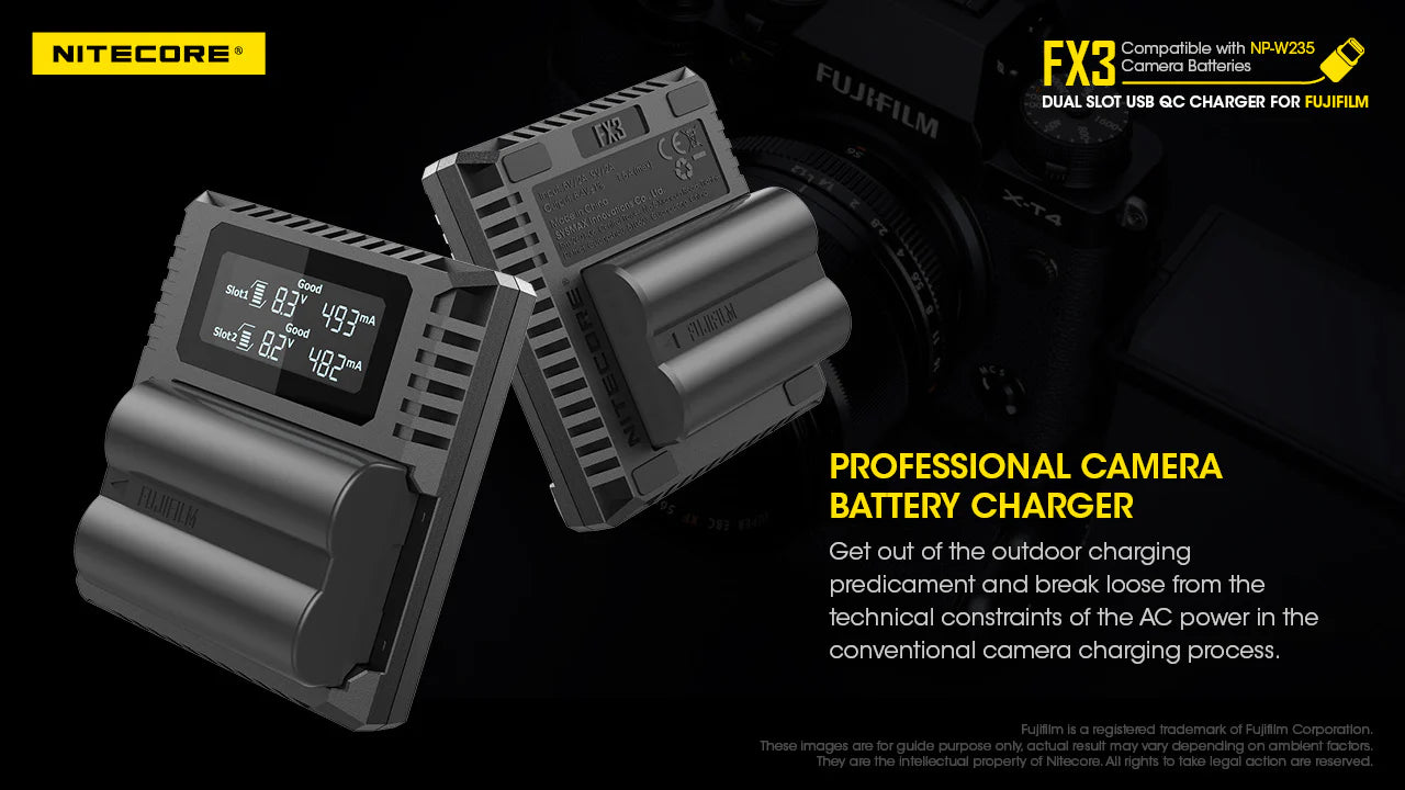 [Clearance Deal] NITECORE FX3 (Fujifilm NP-W235) Dual-Slot Battery Charger
