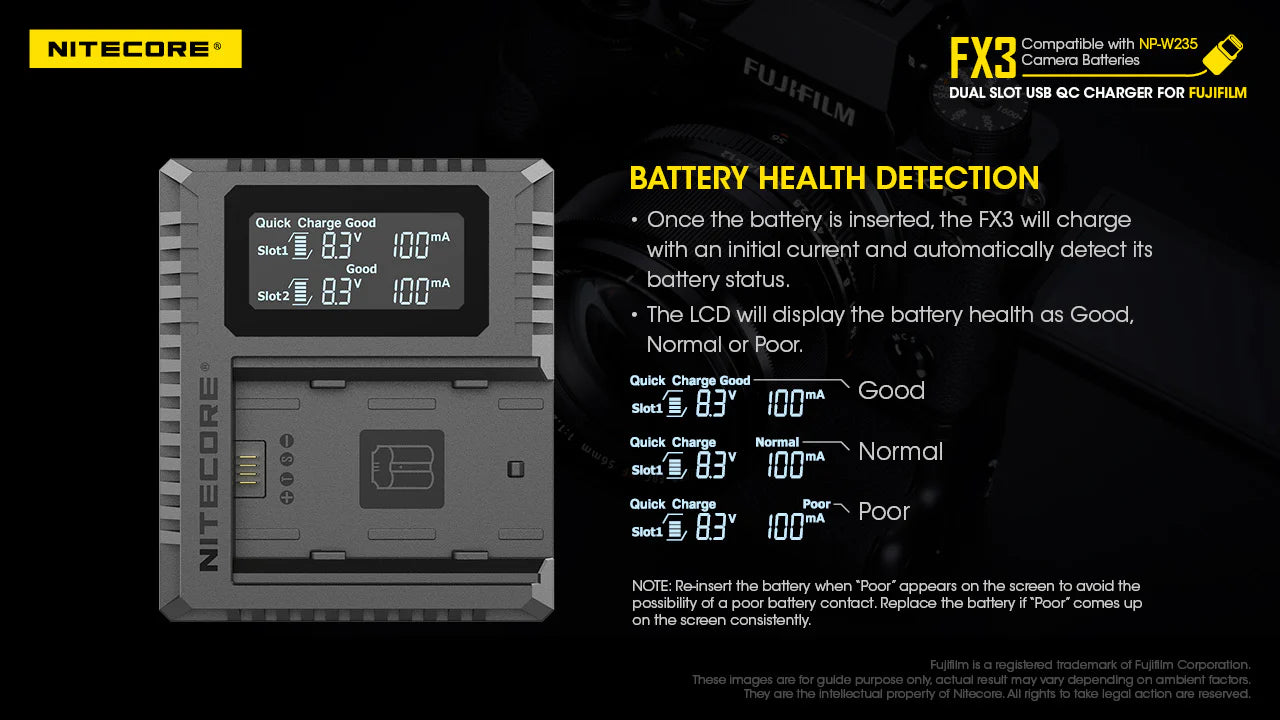 [Clearance Deal] NITECORE FX3 (Fujifilm NP-W235) Dual-Slot Battery Charger
