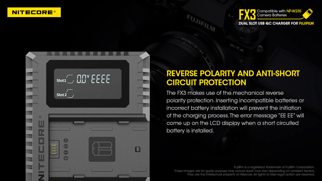 [Clearance Deal] NITECORE FX3 (Fujifilm NP-W235) Dual-Slot Battery Charger