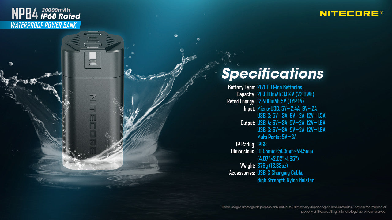 NITECORE NPB4 20000mAh IP68 Waterproof Power Bank