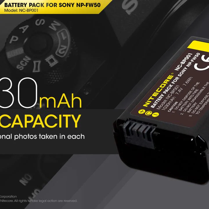 NITECORE NP-FW50 (1030mAh) Battery Pack for Sony (NC-BP001)
