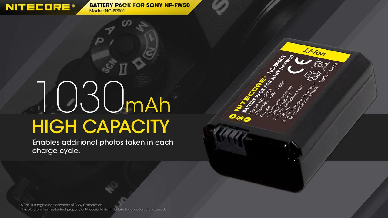 NITECORE NP-FW50 (1030mAh) Battery Pack for Sony (NC-BP001)