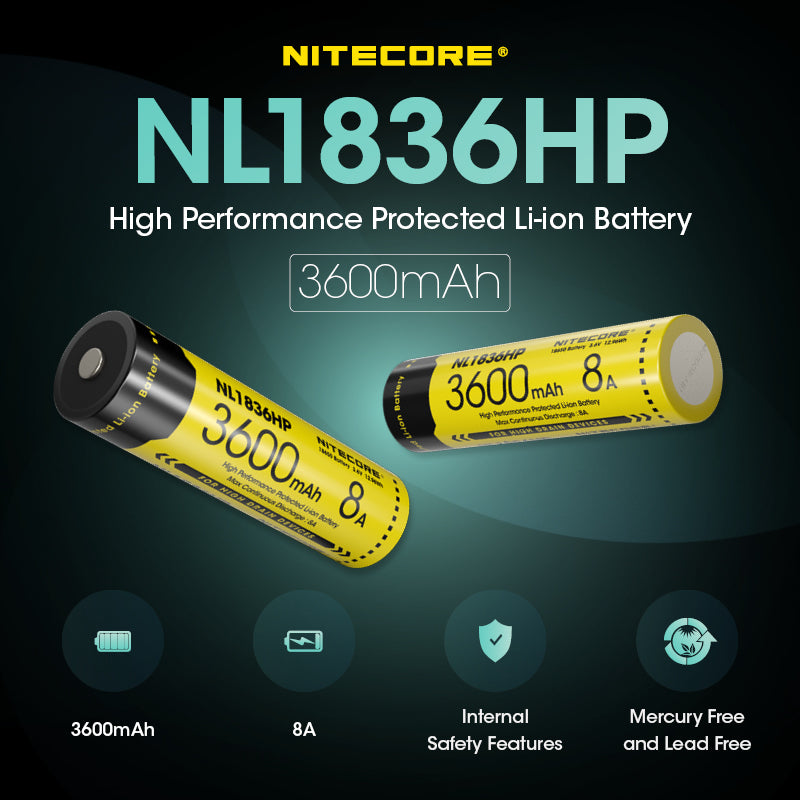 Nitecore Battery 18650 NL1836HP (3600mAh, 3.6V, 8A)