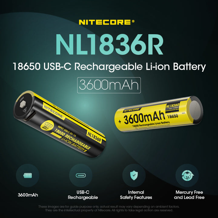 Nitecore Battery 18650 NL1836R (3600mAh, 3.6V, 6A)