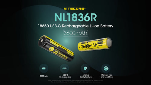 Nitecore Battery 18650 NL1836R (3600mAh, 3.6V, 6A)