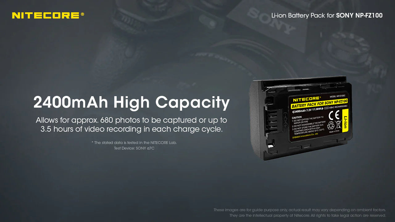 NITECORE NP-FZ100C (2400mAh) Battery Pack for Sony