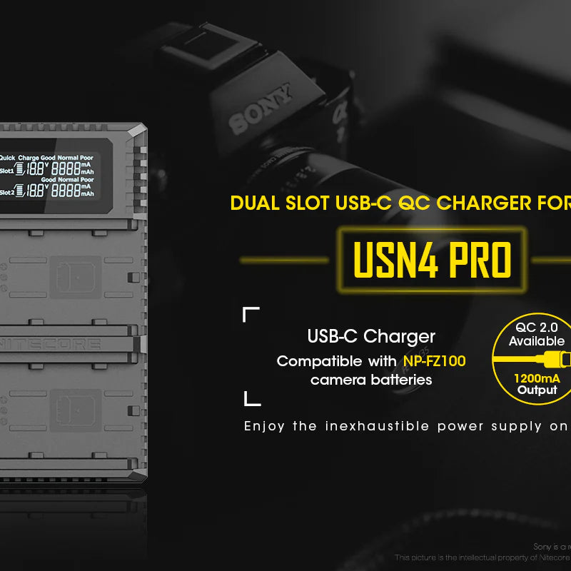 NITECORE USN4 PRO (Sony NP-FZ100) Dual-Slot Battery Charger