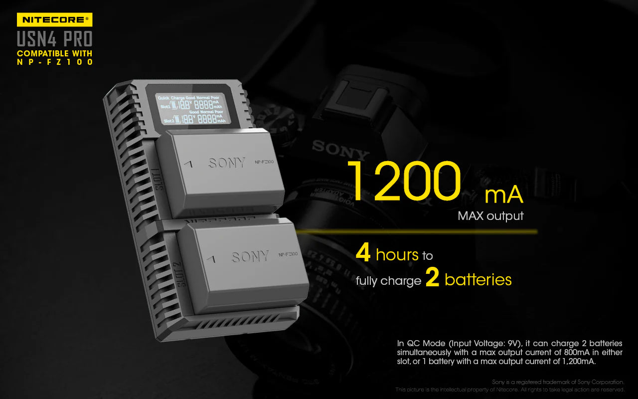 NITECORE USN4 PRO (Sony NP-FZ100) Dual-Slot Battery Charger